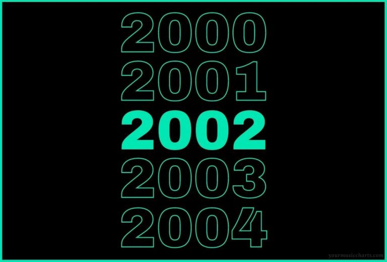 Top 100 songs 2002 on a black background