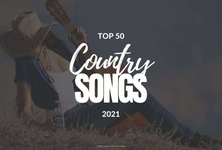 Cowgirl with a guitar and the text Top Country Songs 2021