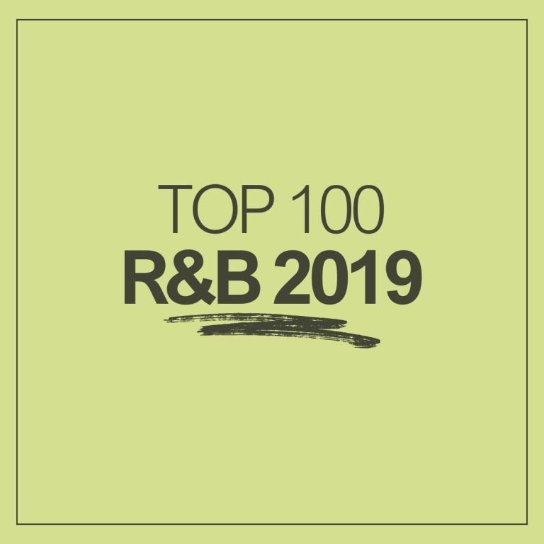 Pastel green background with the words top 100 R&B 2019.