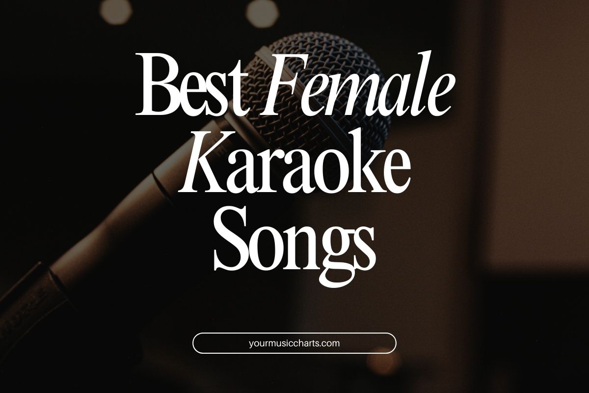 Best female karaoke songs written over a microphone background