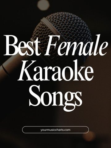 Best female karaoke songs written over a microphone background