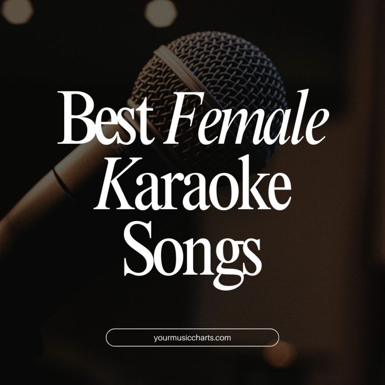 Best female karaoke songs written over a microphone background