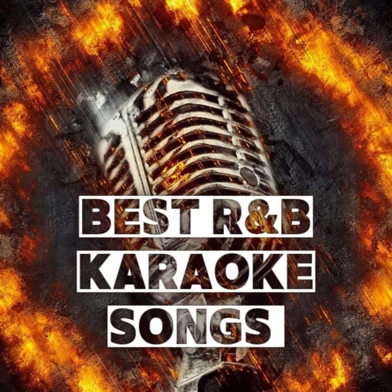 a microfoon with text for the best r&b karaoke songs