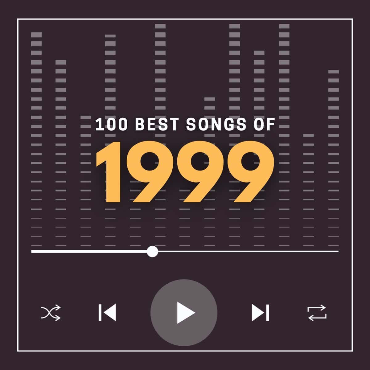Dark background with an equalizer and in yellow the text '100 best songs of 1999'.