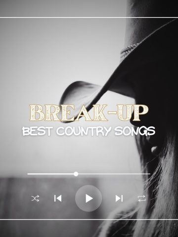 Sad female cowboy staring in front of her and the text 'best country break-up songs'