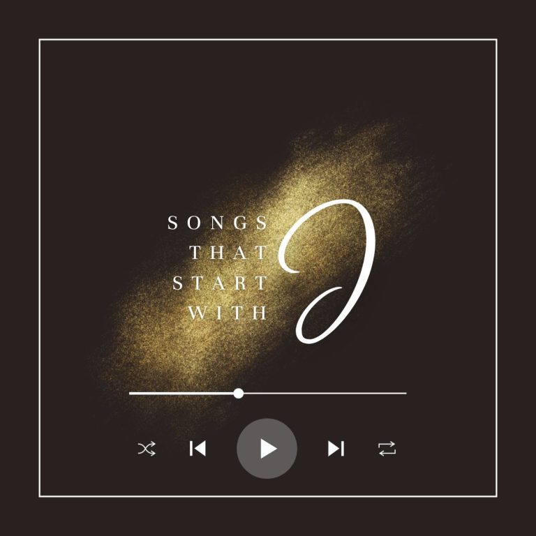 Black background with airbrushed gold glitter and the text songs that start with J.