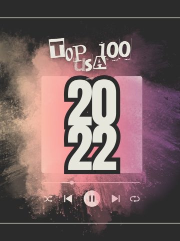 Bright colours of powder on a dark background accompanied by the text top 100 usa 2022.