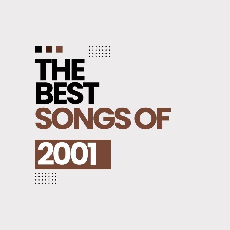 The best songs of 2001 on a light background with black and brown text.