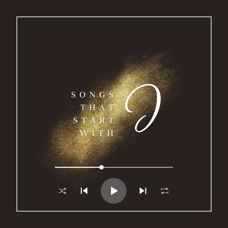 Black background with airbrushed gold glitter and the text songs that start with I.