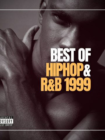 Handsome dark muscular man with hand on his own shoulder and the words Best of Hip Hop and R&B 1999.